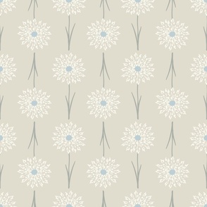 Large Dandelion Delight floral in creme and light green- French Country