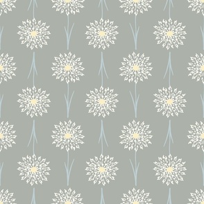 Large Dandelion Delight floral in light green and creme- French Country