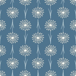 Large Dandelion Delight floral in blue and creme- French Country