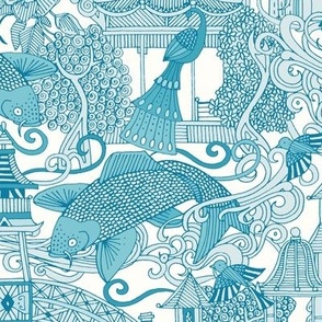 chinoiserie toile turquoise