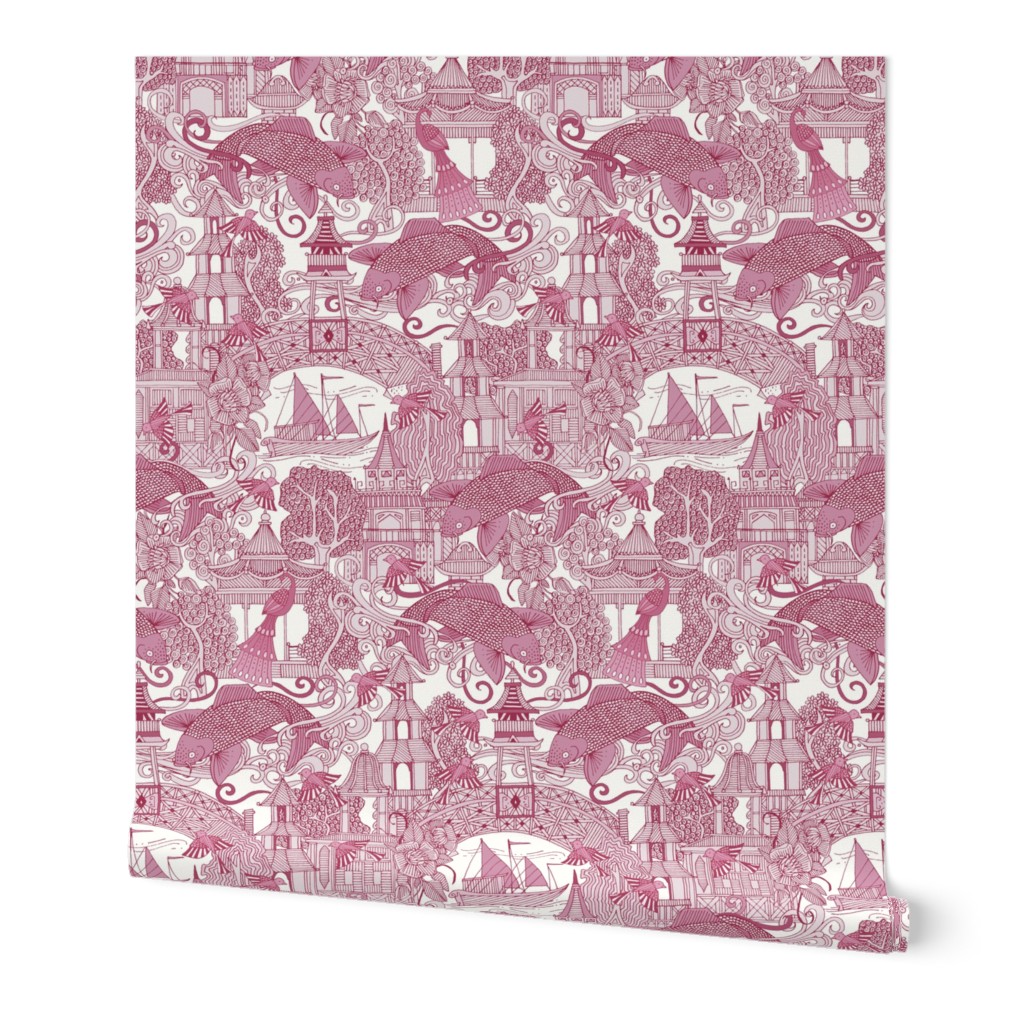 chinoiserie toile pink