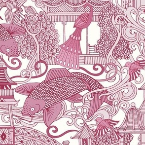 chinoiserie toile pink