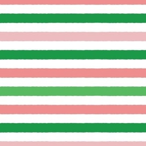 1/2 inch Watermelon Pink and Green Stripes Horizontal
