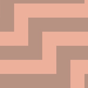 Geometric Zigzag Stripe in Pink & Brown (Large)