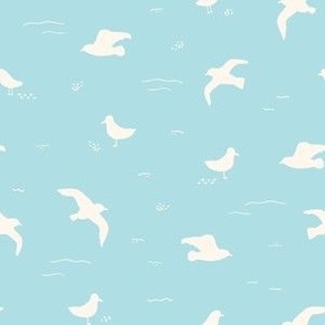 Sandy Seagulls (Blue)(6x6)
