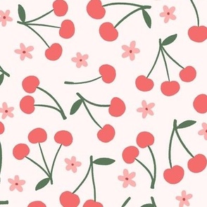 Cherries and Blossoms on Cream