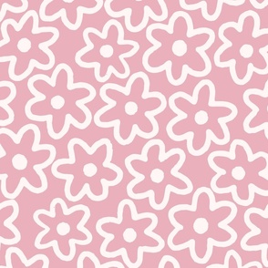 Doodle Flowers in Muted Dusty Pink (Jumbo)