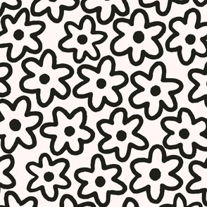 Doodle Flowers in Black and White (Jumbo)