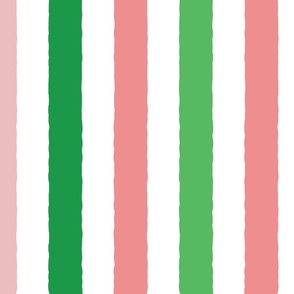 2 inch Watermelon Pink and Green Stripes Vertical