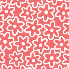 Doodle Flowers in Rouge Pale Red (Jumbo)