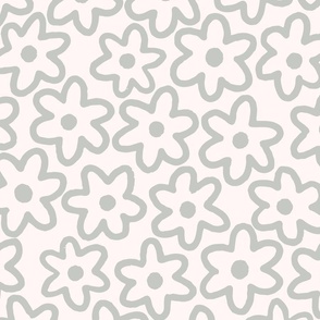 Doodle Flowers in Muted Sage Green (Jumbo)