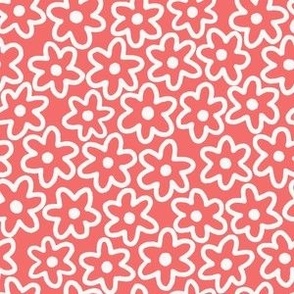 Doodle Flowers in Rouge Pale Red (Small)