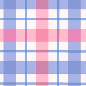 Picnic Plaid in Preppy Pink and Blue (Jumbo)