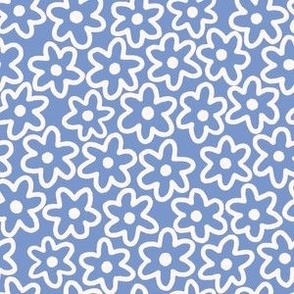 Doodle Flowers in Muted Blue Denim (Small)