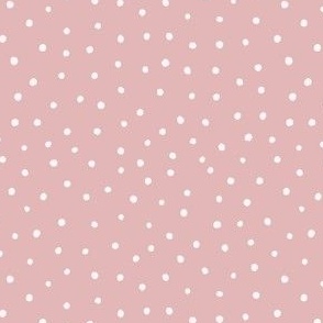 Doodle Polka Dots in Muted Dusty Rose and Cream