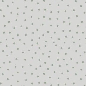 Doodle Polka Dots in Muted Green and Light Sage