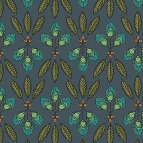 Peacock flowers redux Navy