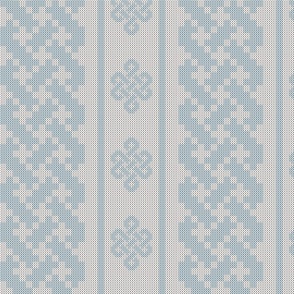 cable knit Celtic knots in light blue