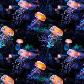 Whimsy Jellyfish in the deep blue sea