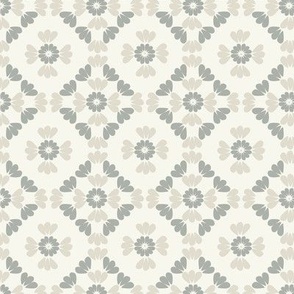 Small Daisy Petals Mosaic Tile in creme and neutrals- Modern French Country