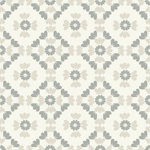 Large Daisy Petals Mosaic Tile in creme and neutrals- Modern French Country