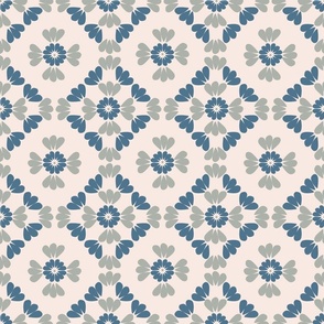 Large Daisy Petals Mosaic Tile in pink and blue- Modern French Country