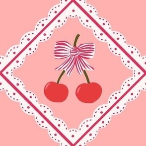 Coquette Cherry Tile on Peach