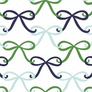 Scattered Bow - Blues & Green with Dots