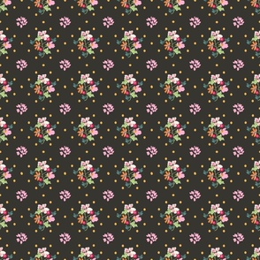 Moody Floral small scale Black, Pink, Orange, Yellow ©Terri Conrad Designs