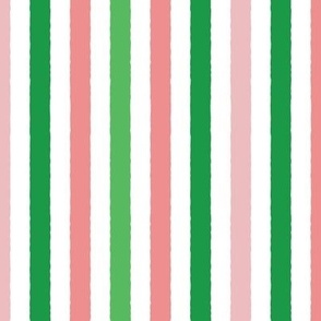 1/2  inch Watermelon Pink and Green Stripes Vertical