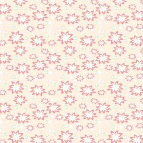 Atomic Lily in Peach -- Midcentury Modern Atomic Water Lilys -- Midcentury Atomic Stars and Lilys -- 6.25in x 6.25in repeat -- 600dpi (25% of Full Scale)