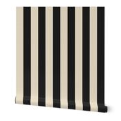 2  inch wide cabana vertical awning  stripes in black and beige linen texture.