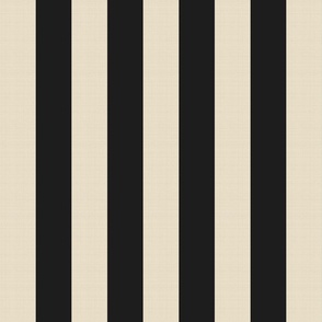2  inch wide cabana vertical awning  stripes in black and beige linen texture.
