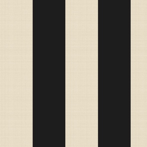 4  inch wide cabana vertical awning  stripes in black and beige linen texture.