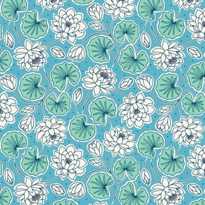 Lily's Garden (medium), mint green and aquamarine blue