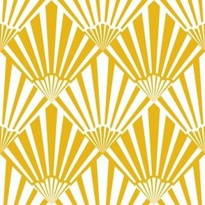 SUNRISE Art Deco Vintage Abstract Geometric in Mustard Yellow Gold and White - SMALL Scale - UnBlink Studio by Jackie Tahara
