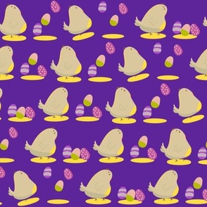Bird and Easter egg design on purple background - small