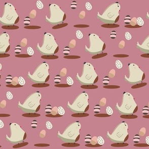 Bird design with easter eggs on pink background - small