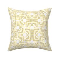 SCALLOP Art Deco Abstract Geometric in White with Mustard Yellow Gold - MEDIUM Scale - UnBlink Studio by Jackie Tahara