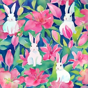 Bunnies navy blue and pink clematis flowers