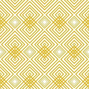 DIAMOND LIFE Art Deco Abstract Geometric in Mustard Yellow Gold and White - LARGE Scale - UnBlink Studio by Jackie Tahara