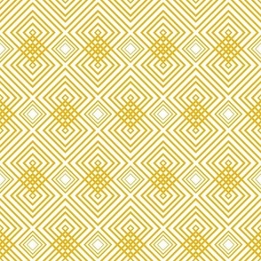 DIAMOND LIFE Art Deco Abstract Geometric in Mustard Yellow Gold and White - SMALL Scale - UnBlink Studio by Jackie Tahara