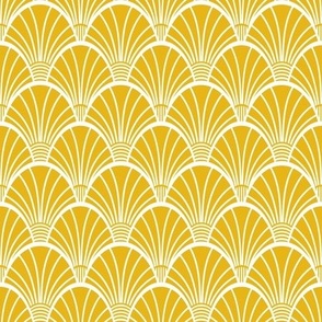 FANDOM Fan Art Deco Abstract Geometric in Mustard Yellow Gold and White - SMALL Scale - UnBlink Studio by Jackie Tahara