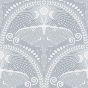 Silvery Luna Moth / Art Deco / Mystical Magical / Grey / Large