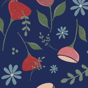 tulip pattern navy, large scale