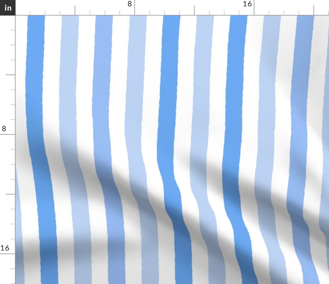 1 inch Light Blue Painted Stripes on White (Vertical)