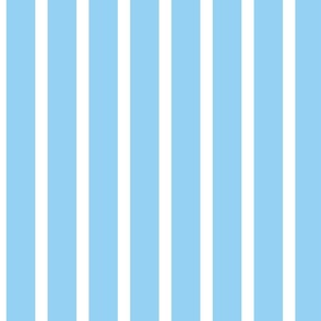White Stripes on Sky Blue - Coastal - Baby Blue - Ocean - Sea - Seaside - Beach - Geometric - Minimalist - Classic - Traditional - Vertical Lines - Vertical Stripes