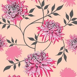 Pink Chrysanthemum with shadow flower pattern
