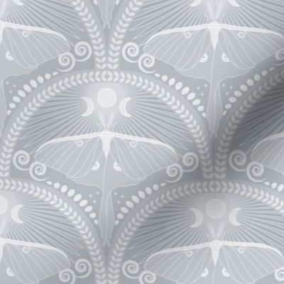 Silvery Luna Moth / Art Deco / Mystical Magical / Grey / Small