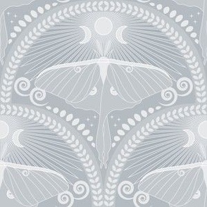 Silvery Luna Moth / Art Deco / Mystical Magical / Grey / Small